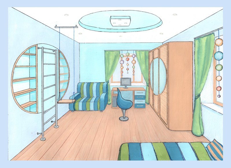 Рисунок комната мечты детский фото