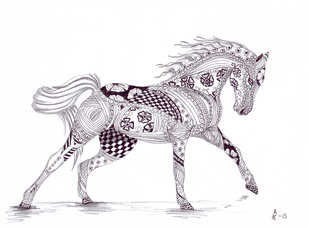 Рисунок конь с узорами фото