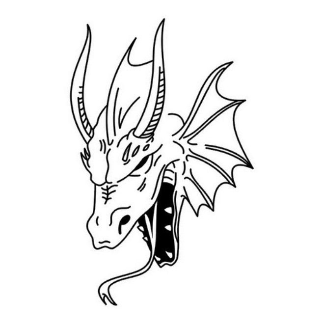 Рисунок контурный дракон фото