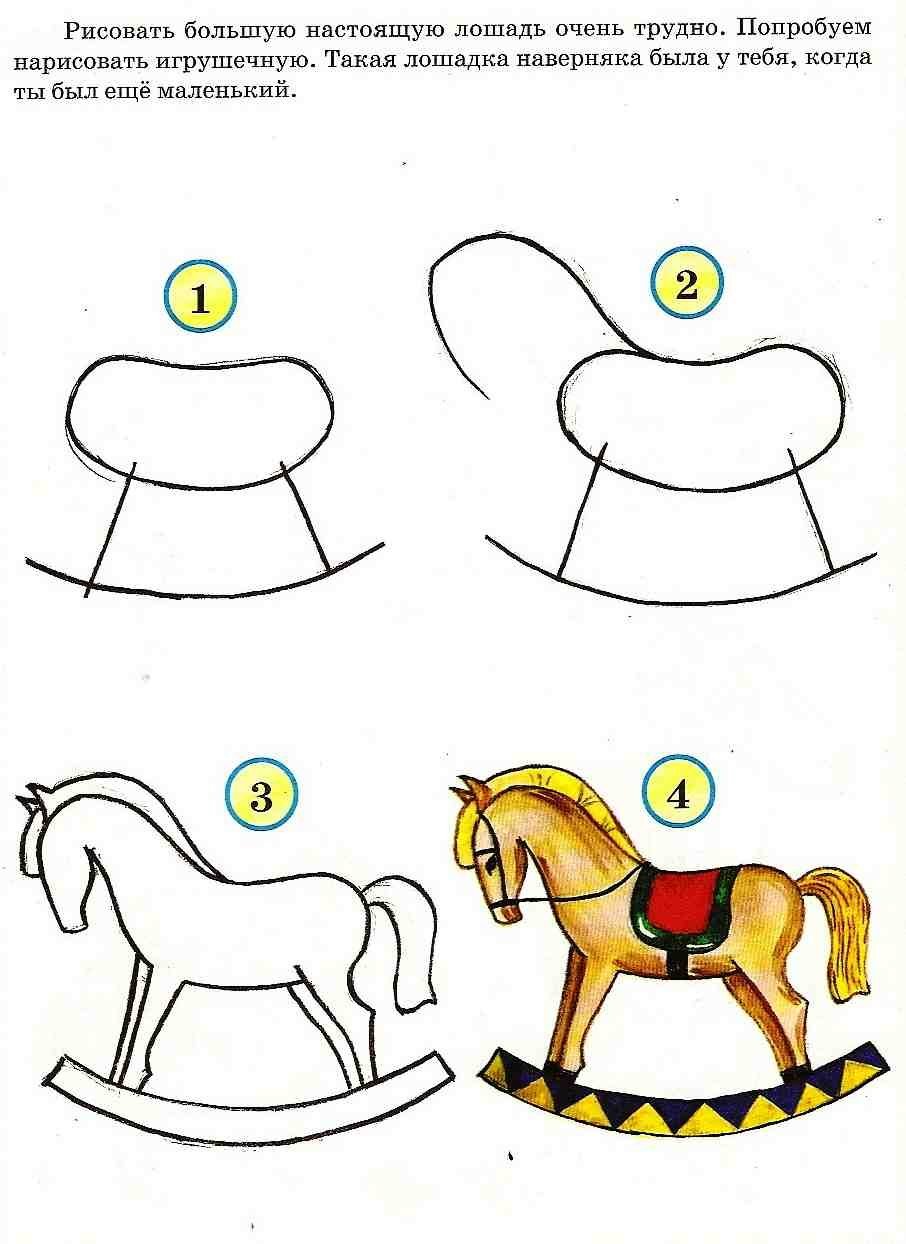 Рисунок лошадь поэтапно для детей фото