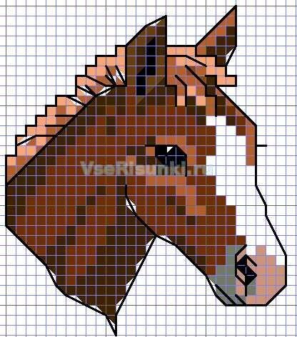 Рисунок лошади по клеточкам в тетради фото