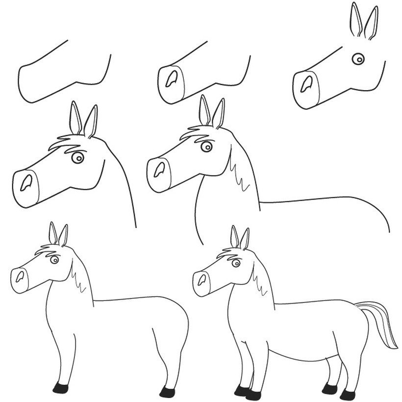 Рисунок лошадки поэтапно фото