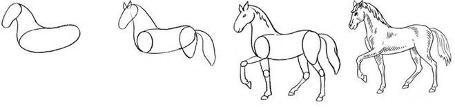 Рисунок лошадки поэтапно легко фото