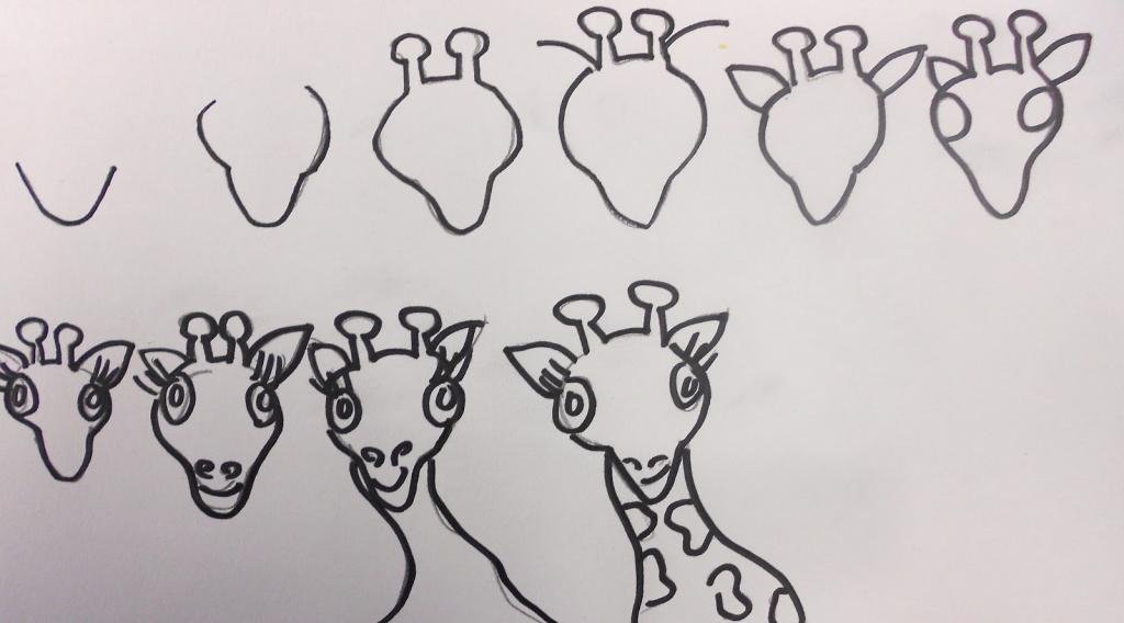 Рисунок морды жирафа поэтапно фото