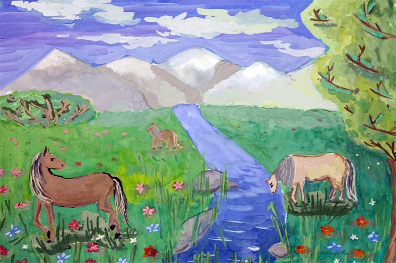 Рисунок мой казахстан детские рисунки фото
