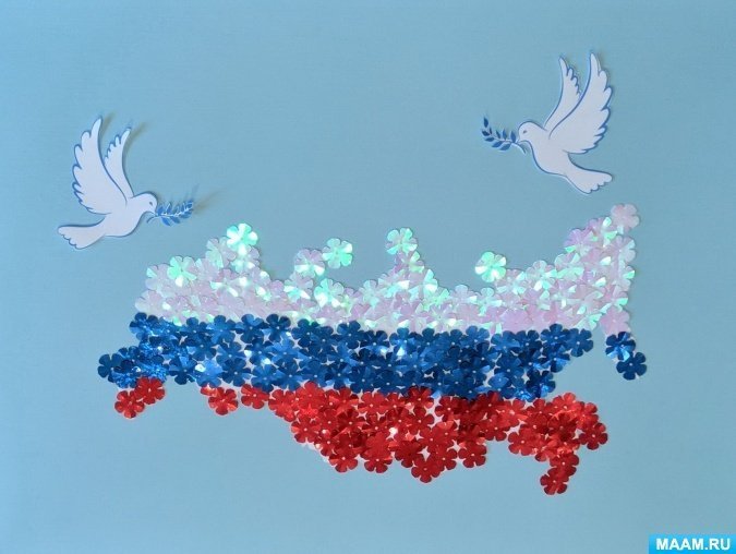 Рисунок на день российского флага в сад фото