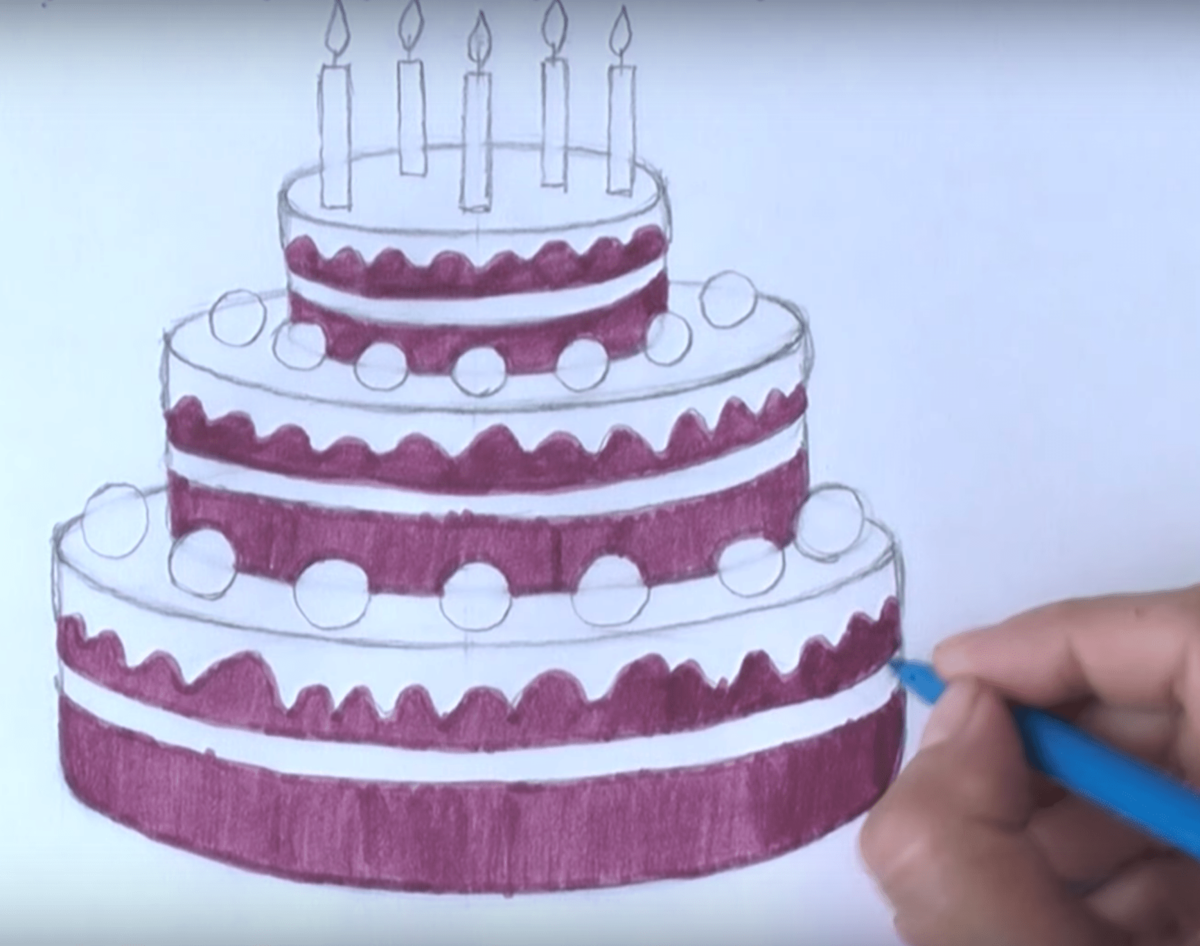 Рисунок на день рождения торт красивый легкий фото