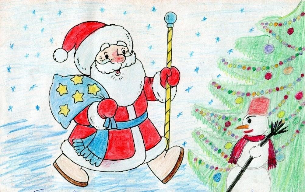 Рисунок на новогоднюю тему карандашом легко и красиво фото