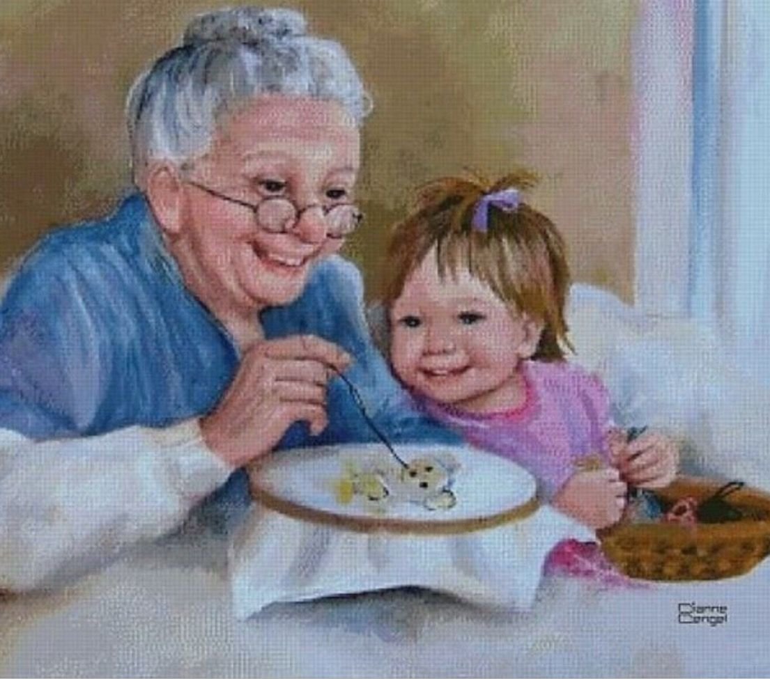 Рисунок на тему бабушка и внучка фото