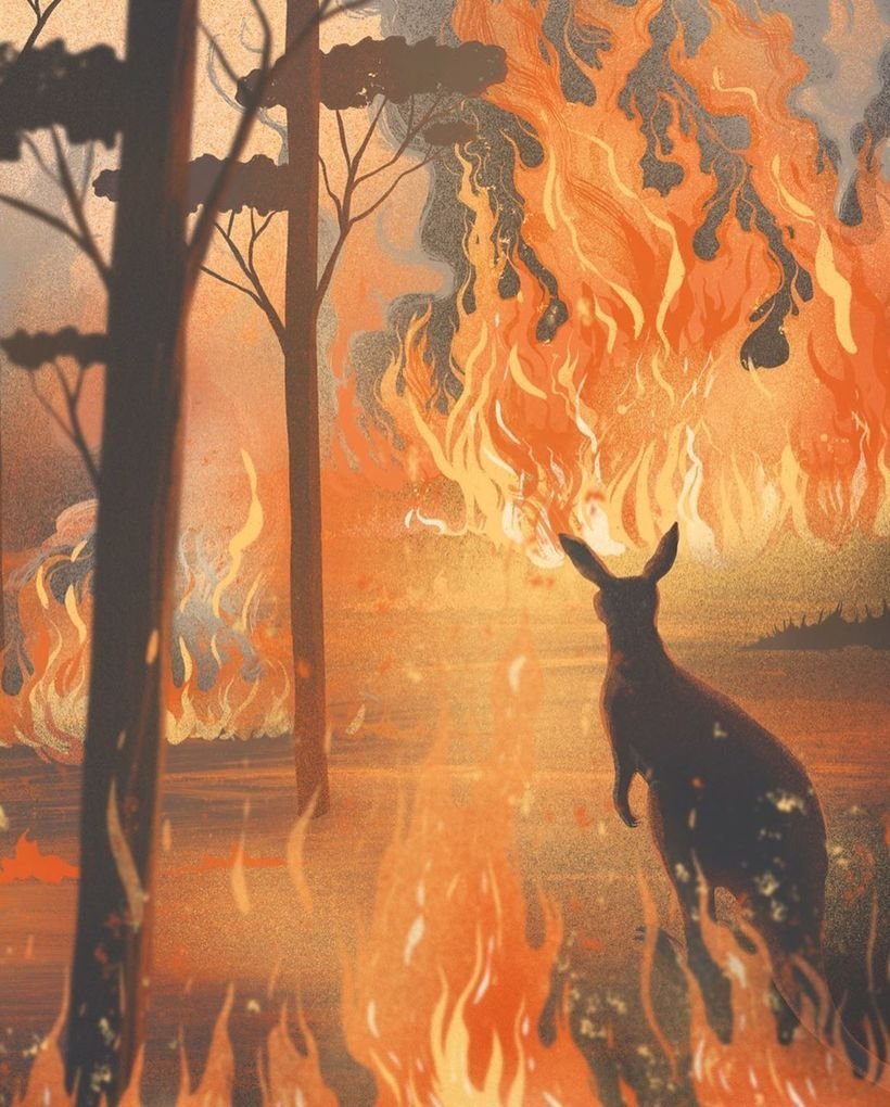 Рисунок на тему горящий лес фото
