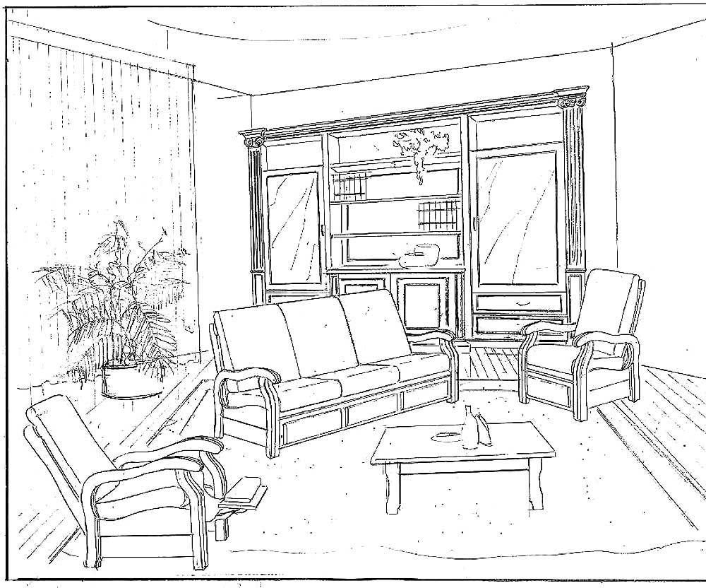 Рисунок на тему интерьер квартиры фото