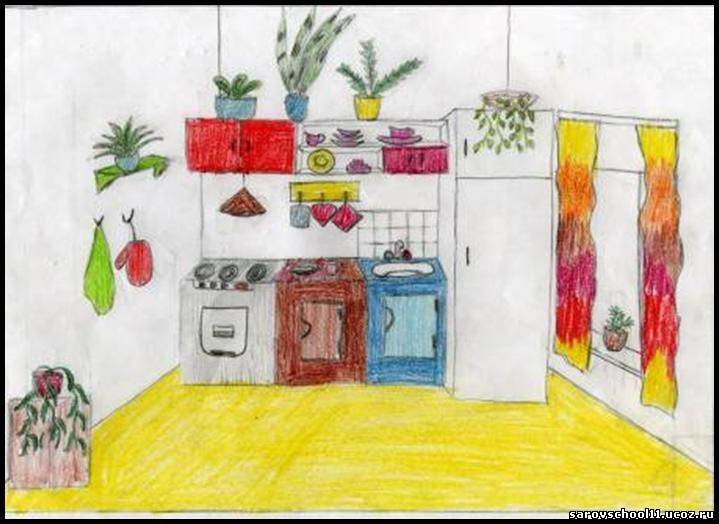 Рисунок на тему кухня легко фото