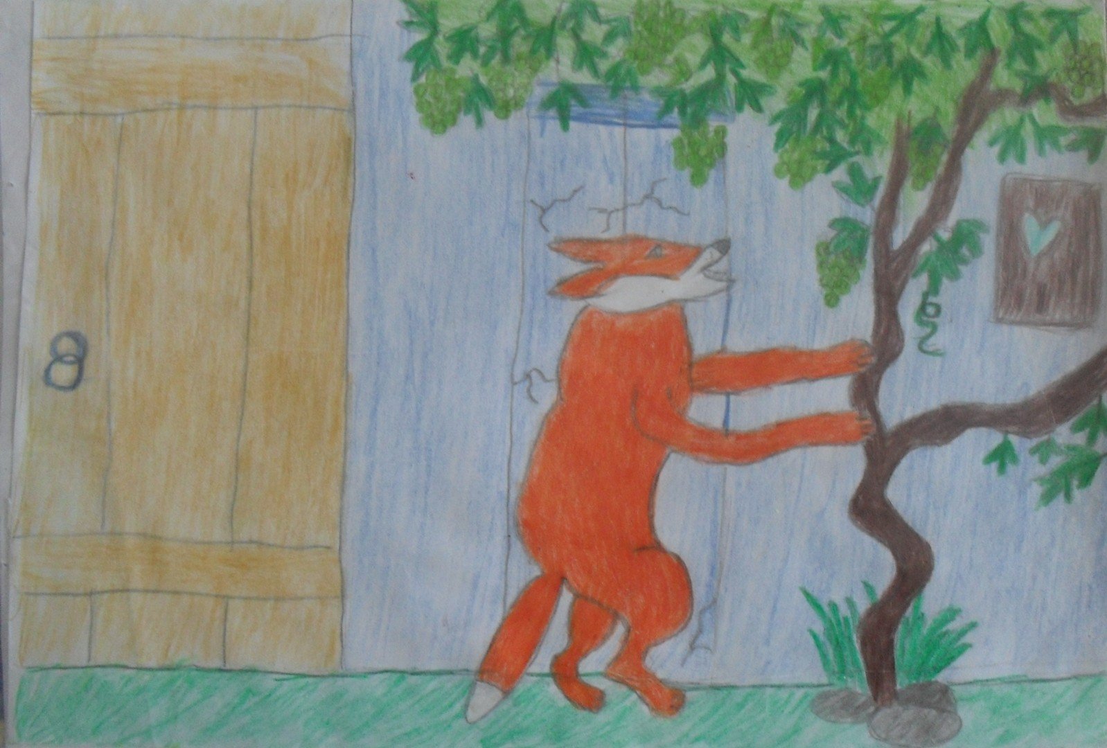 Рисунок на тему лисица и виноград фото