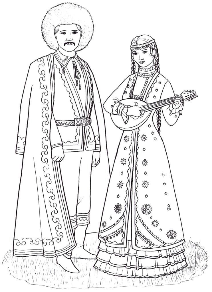 Рисунок на тему народные костюмы россии фото