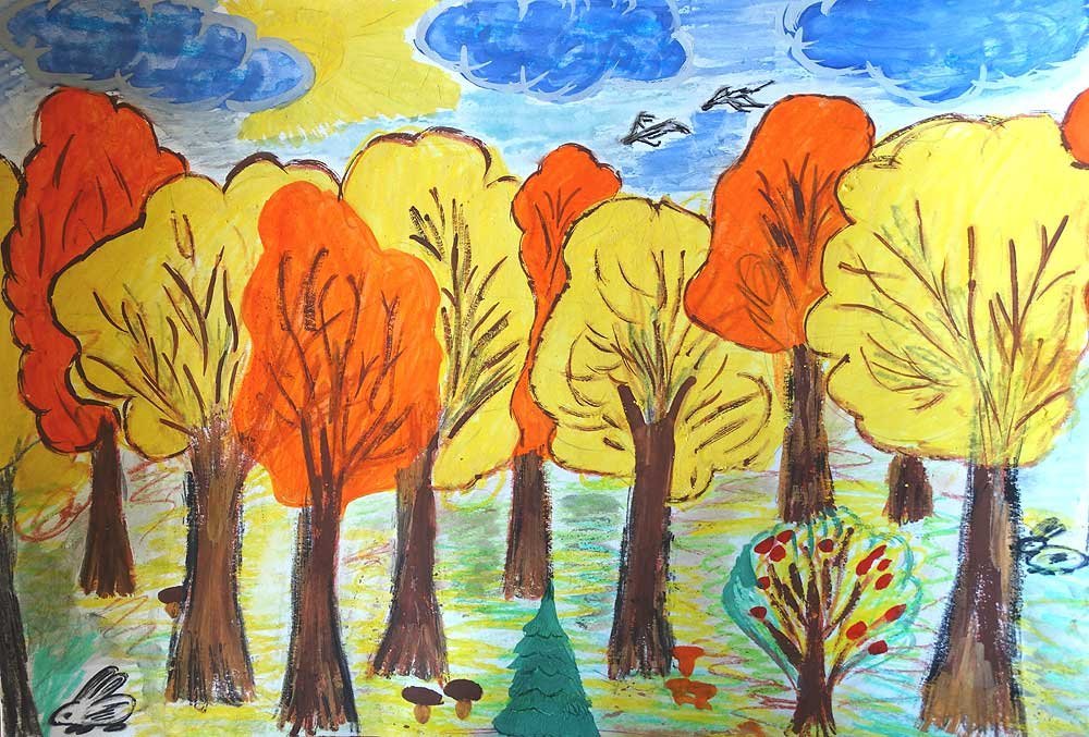 Рисунок на тему осень в лесу фото