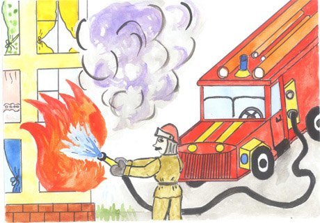 Рисунок на тему пожар в доме фото