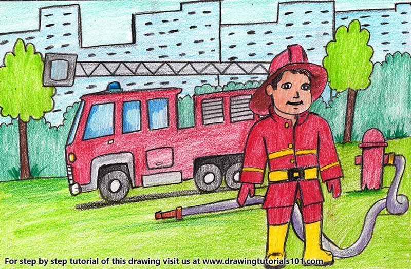 Рисунок на тему пожарная охрана фото