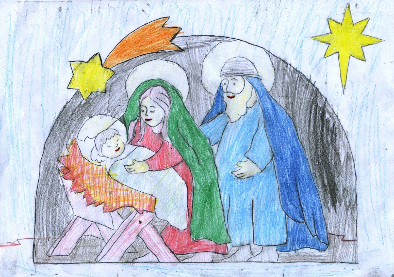 Рисунок на тему рождество христово детские легкие фото