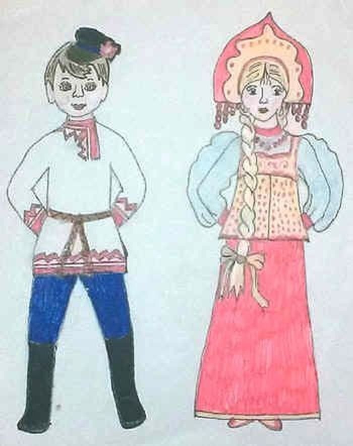 Рисунок на тему русский народный костюм фото