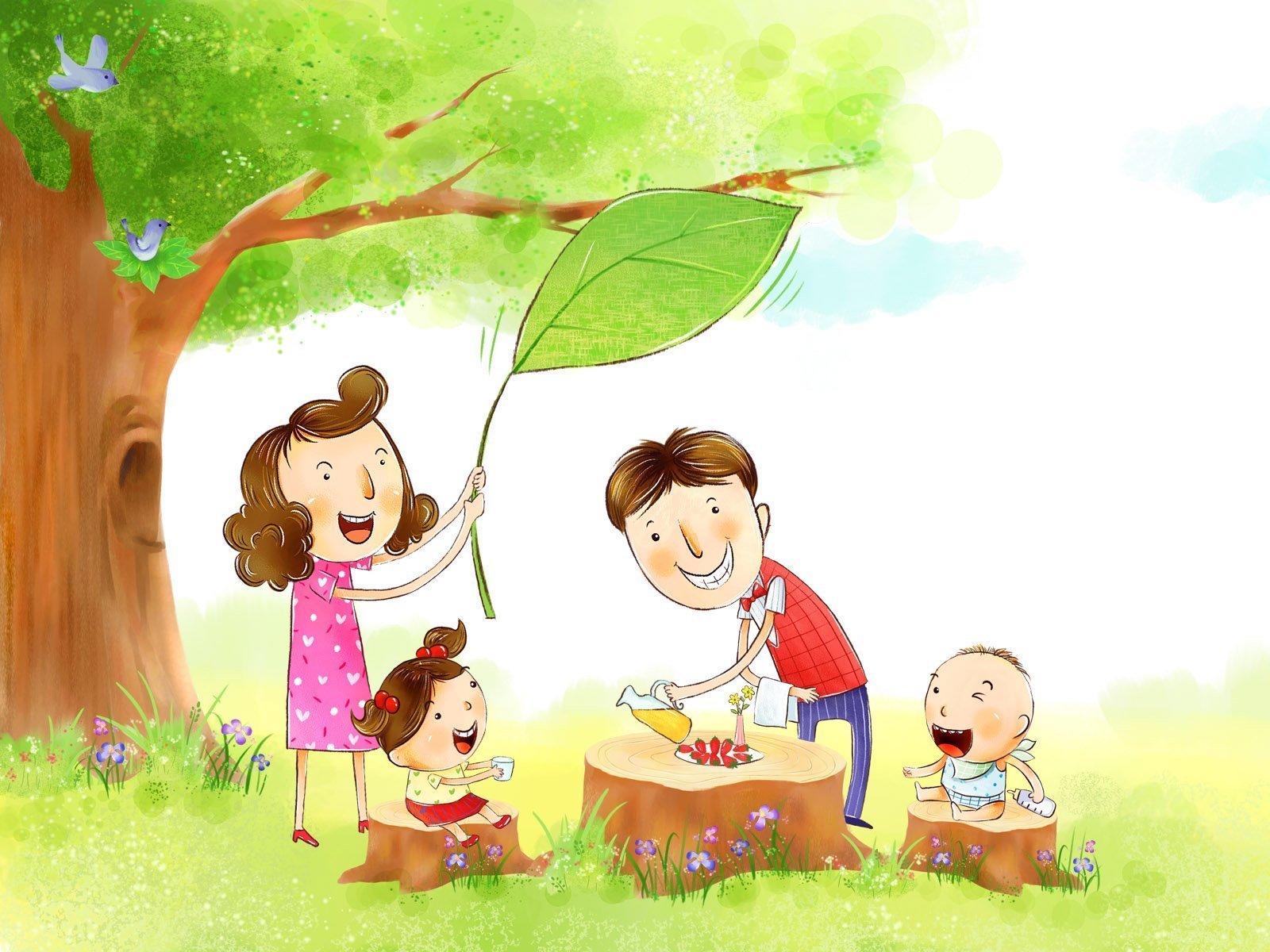 Рисунок на тему счастливая семья счастливые дети фото