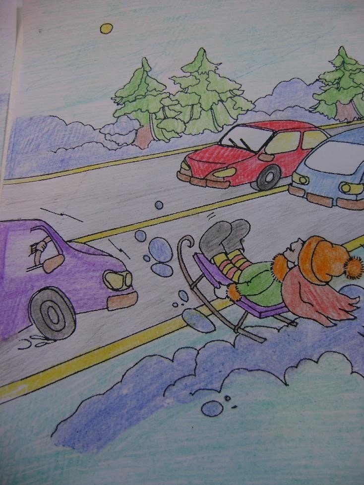 Рисунок на тему со светофоровой наукой по зимним дорогам детства фото