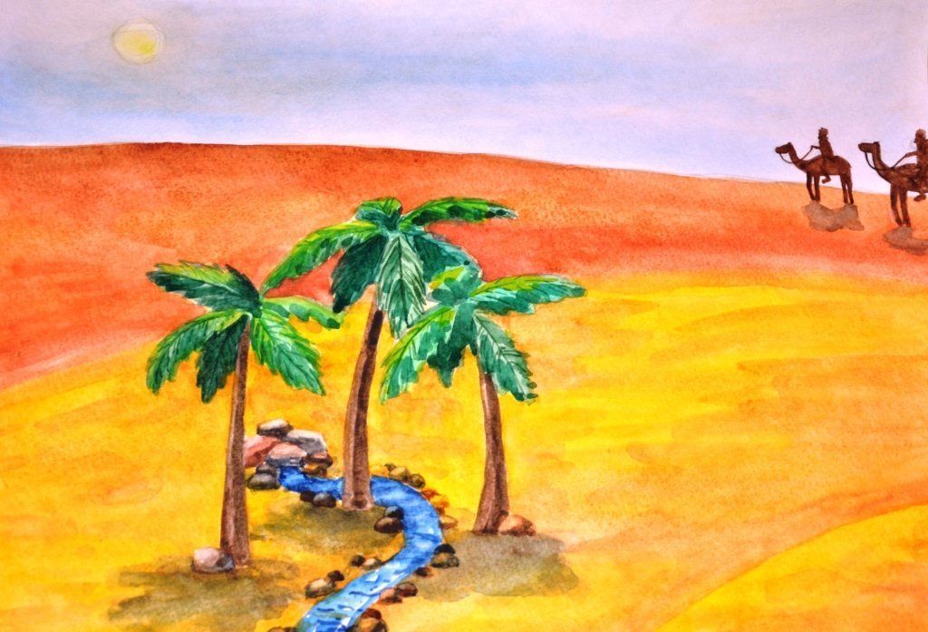 Рисунок на тему три пальмы фото