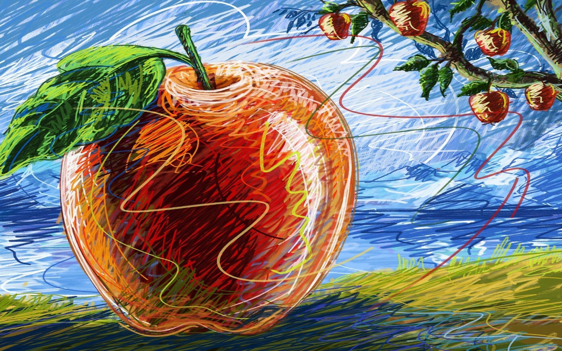 Рисунок на тему яблоко фото