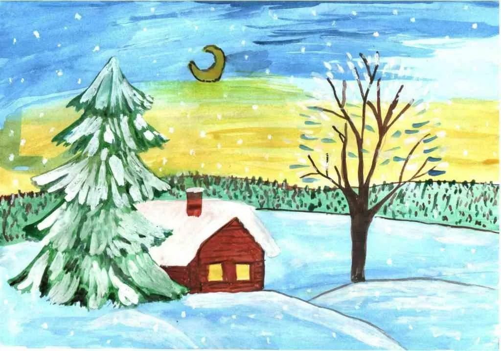 Рисунок на тему зима карандашом легко фото