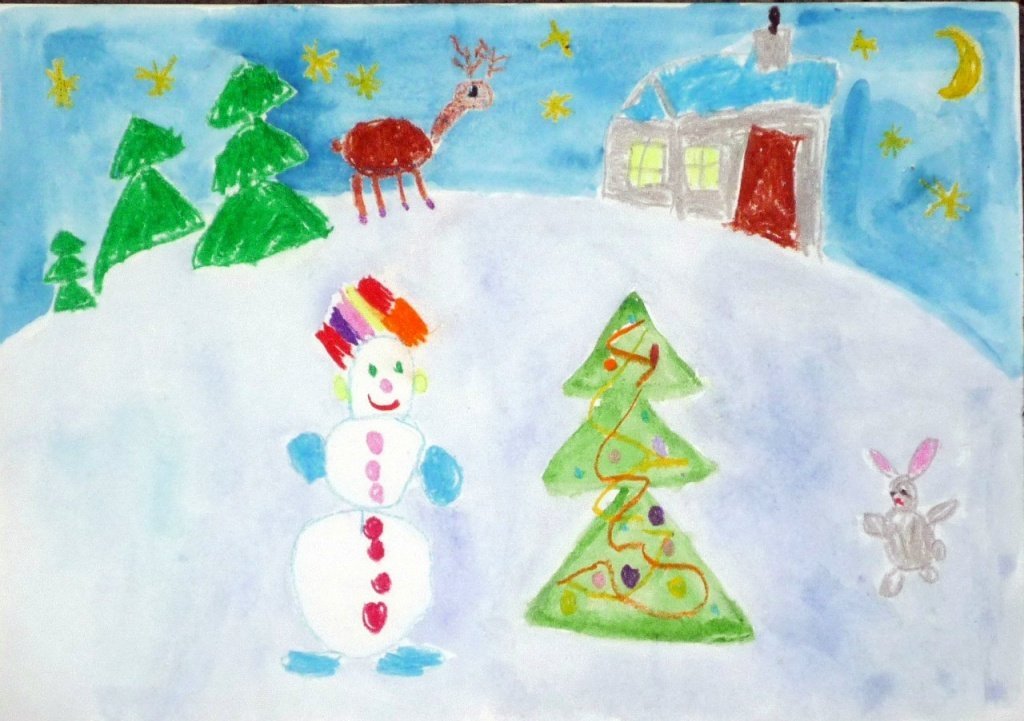 Рисунок на тему зима ребенка фото