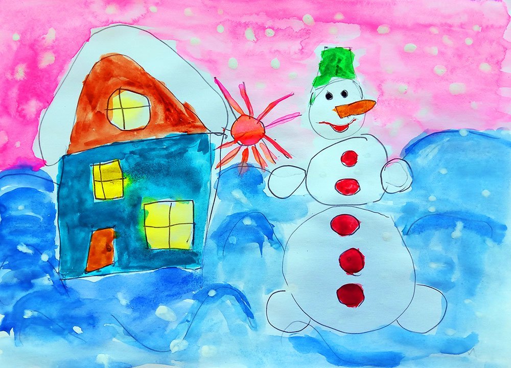 Рисунок на тему зима в школу фото