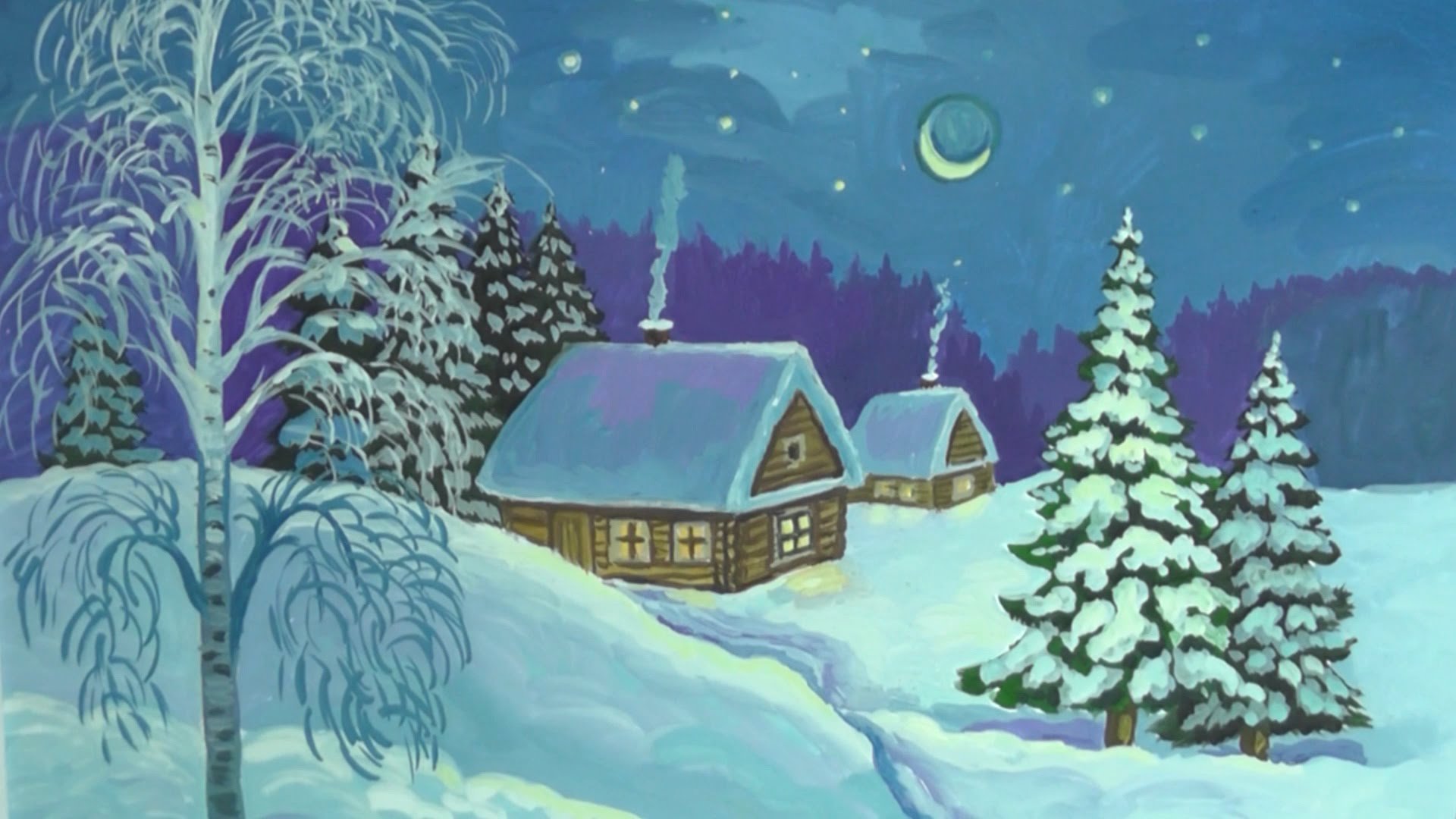 Рисунок на тему зимний лес фото