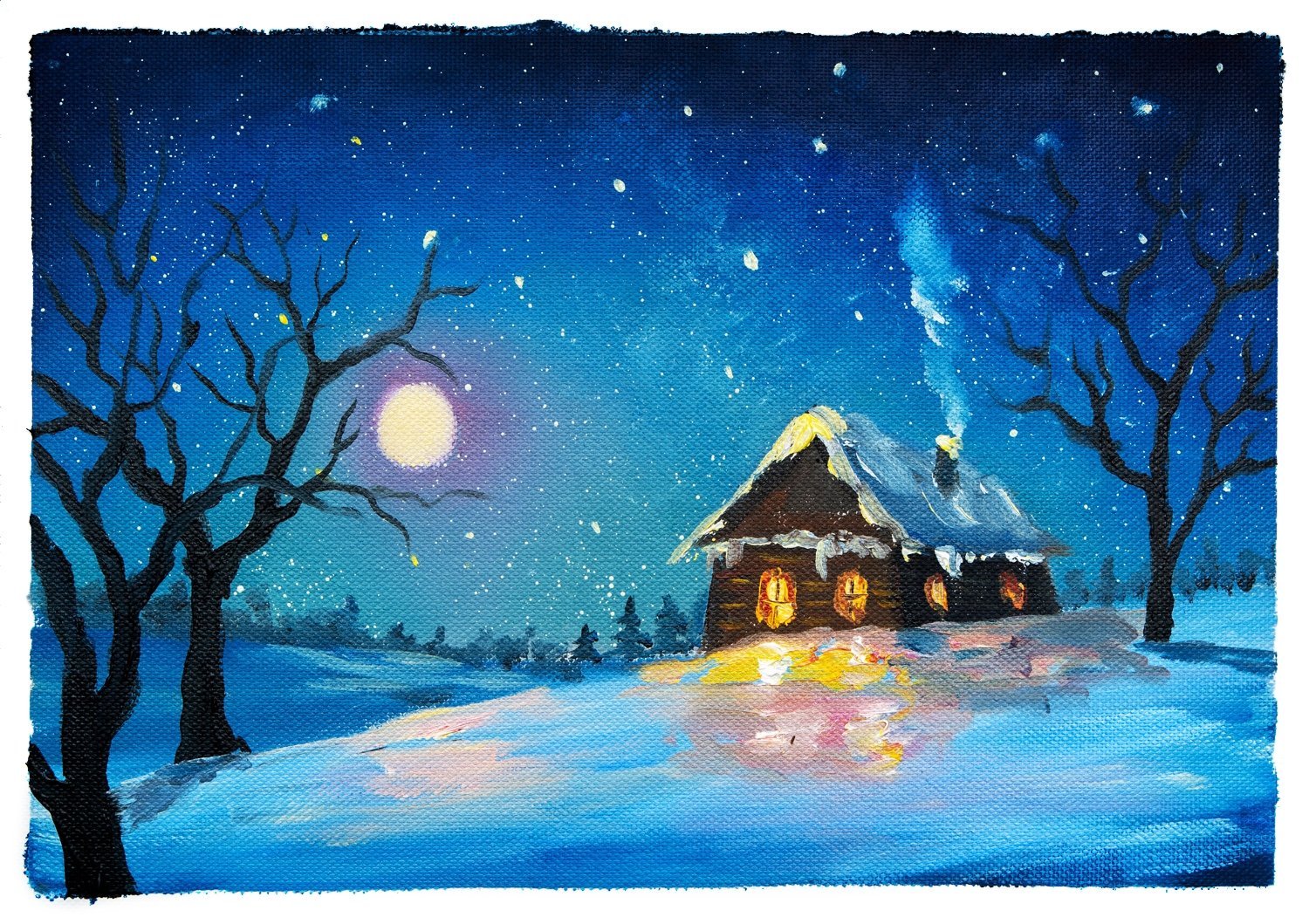 Рисунок на тему зимний вечер фото