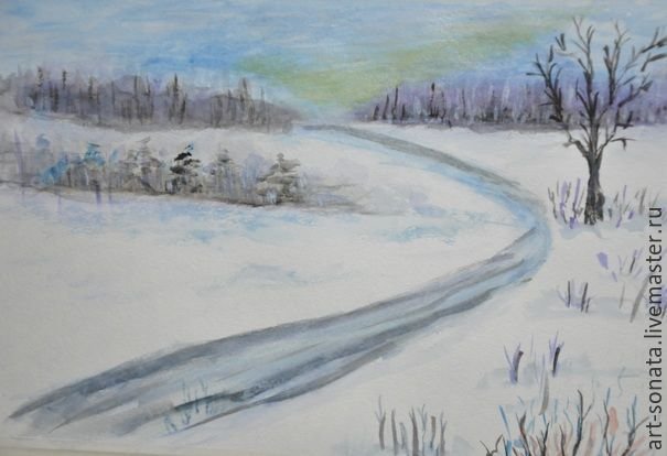 Рисунок на тему зимняя дорога фото