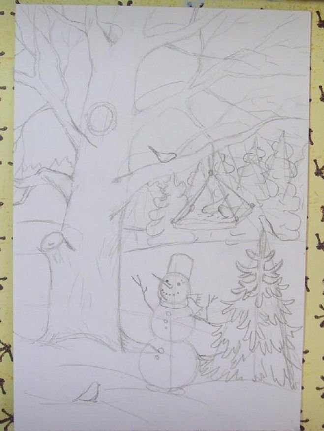 Рисунок на тему зимняя сказка карандашом легкие фото