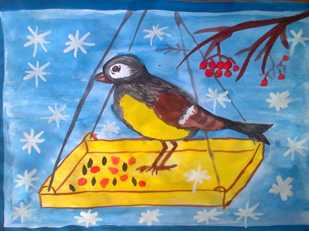 Рисунок на тему зимующие птицы фото
