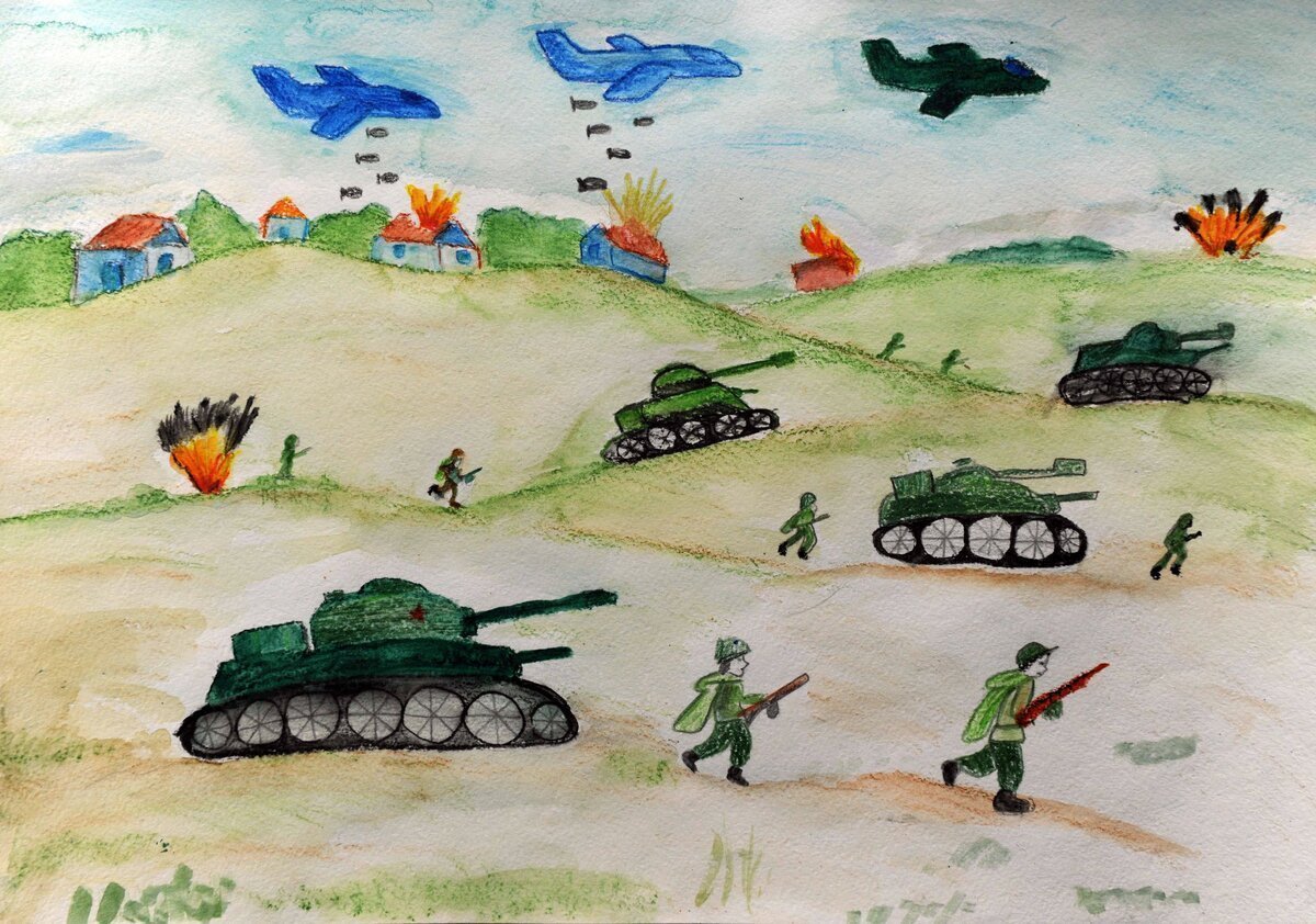 Рисунок на войну детский легкий фото