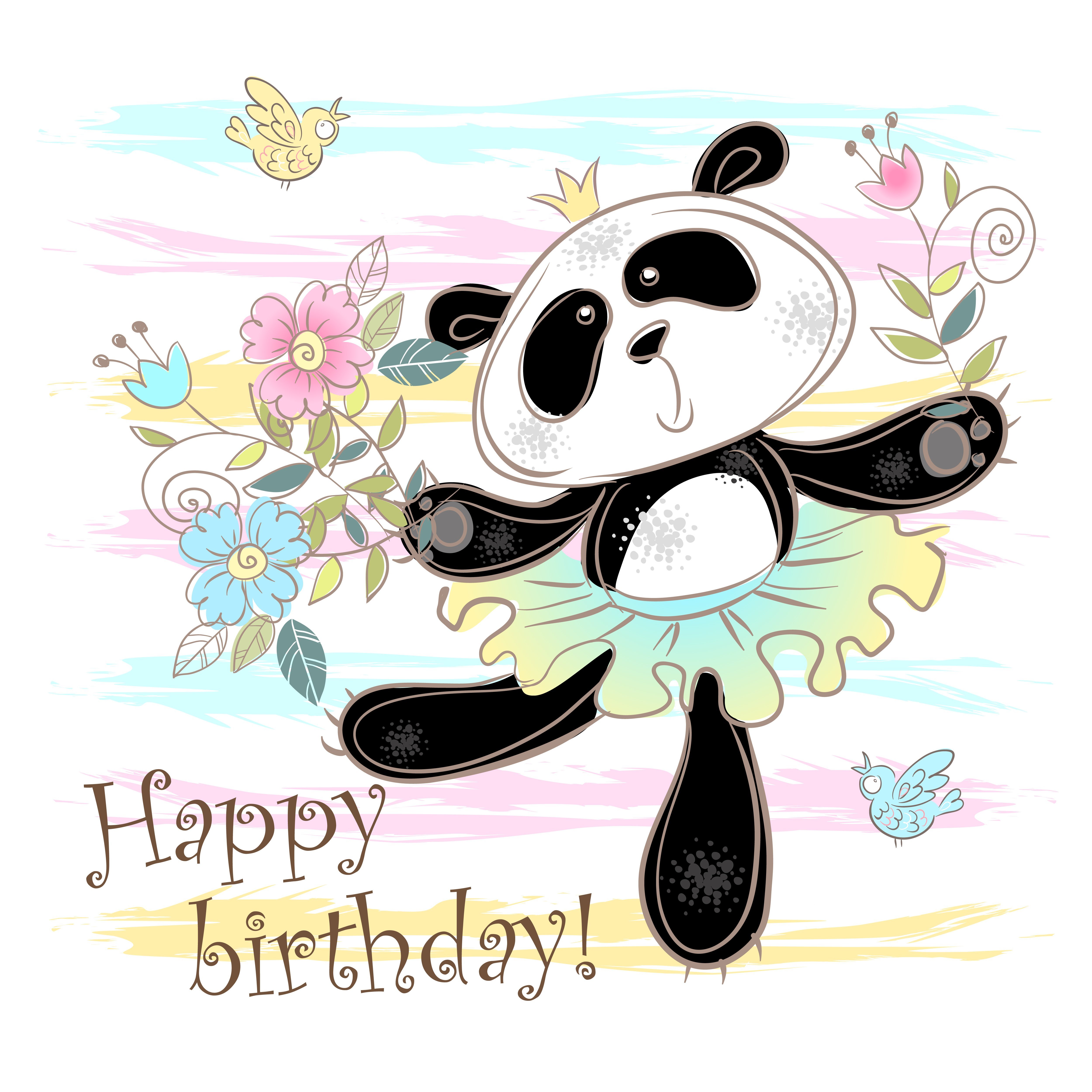 Рисунок панды с днем рождения фото