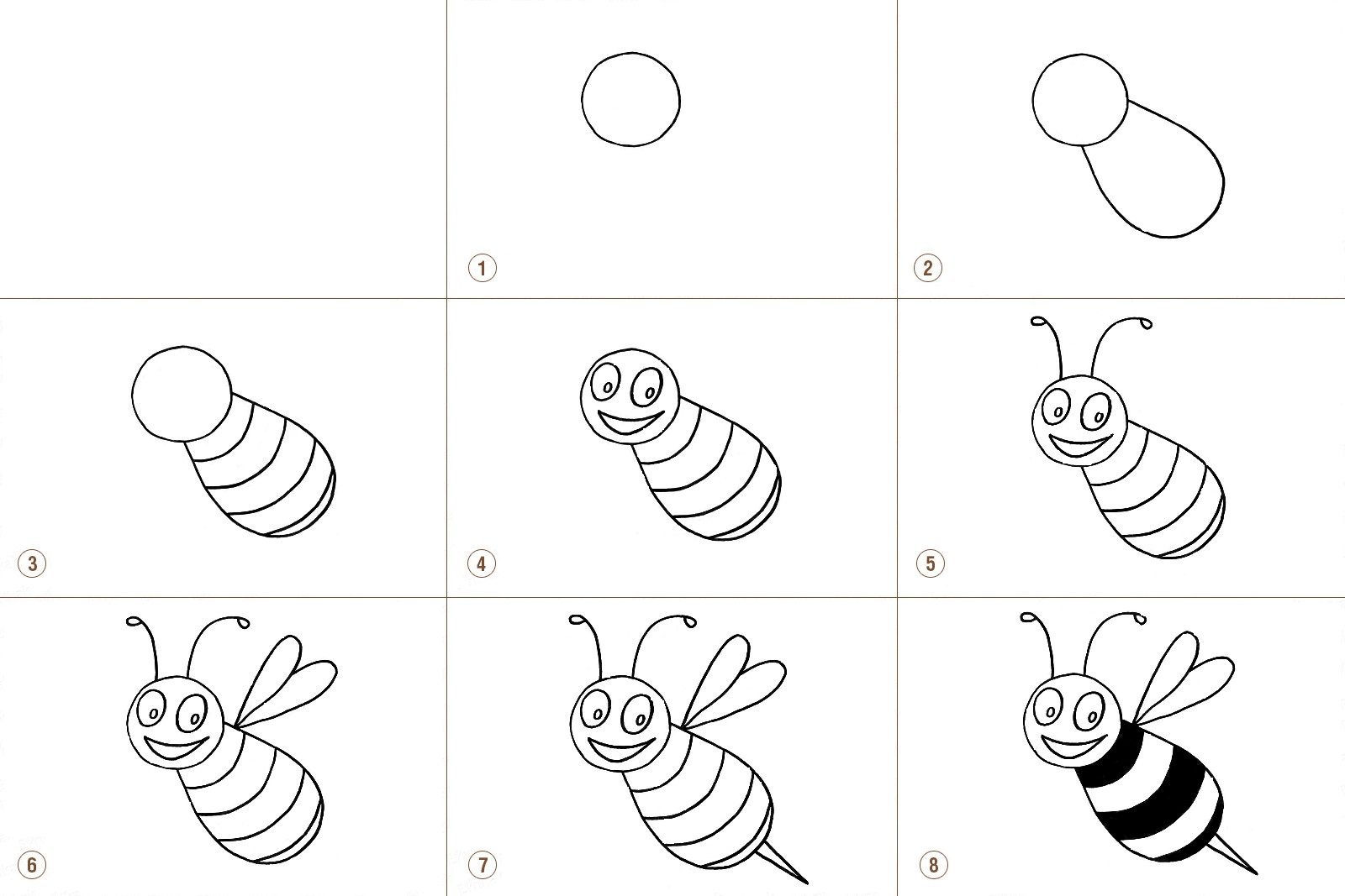 Рисунок пчела для детей поэтапно фото