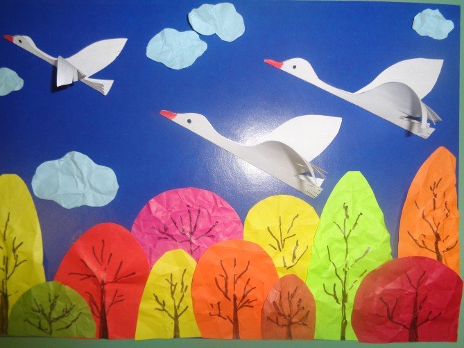 Рисунок перелетные птицы в детском саду фото