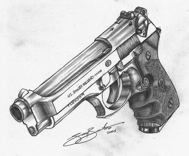 Рисунок пистолет эскиз фото