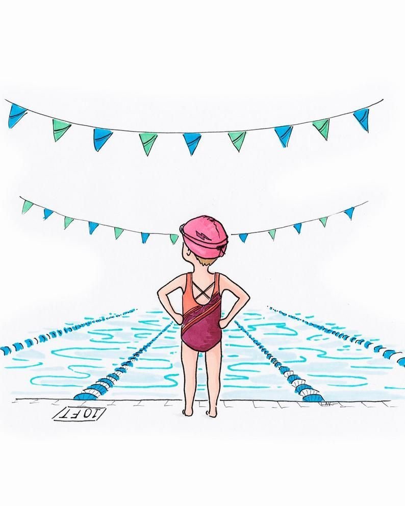 Рисунок пловца в бассейне поэтапно фото