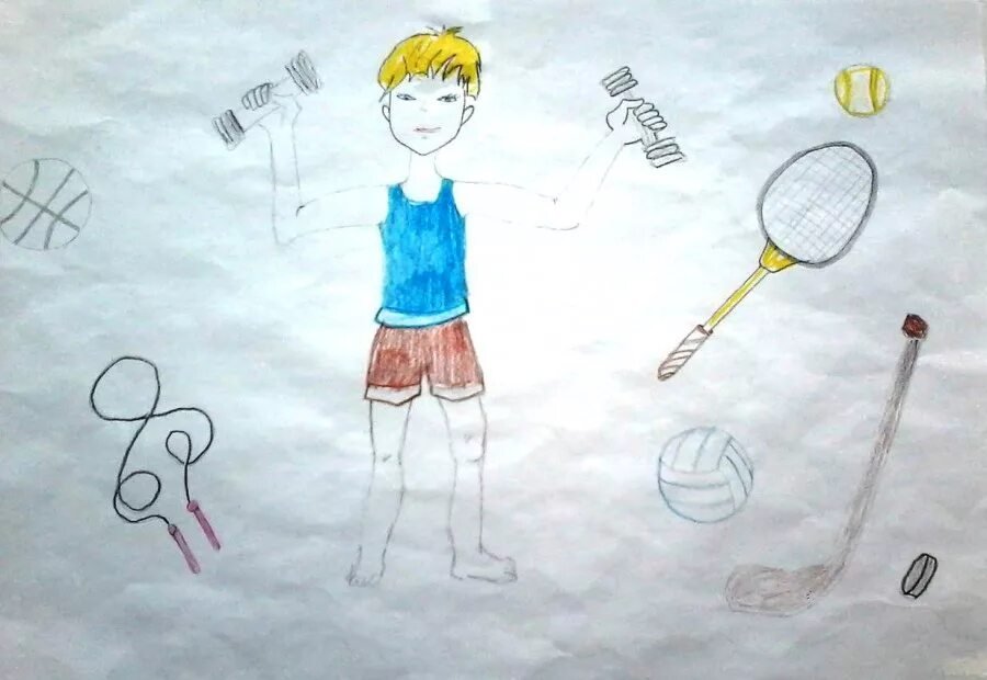 Рисунок про спорт в детский сад легкий фото