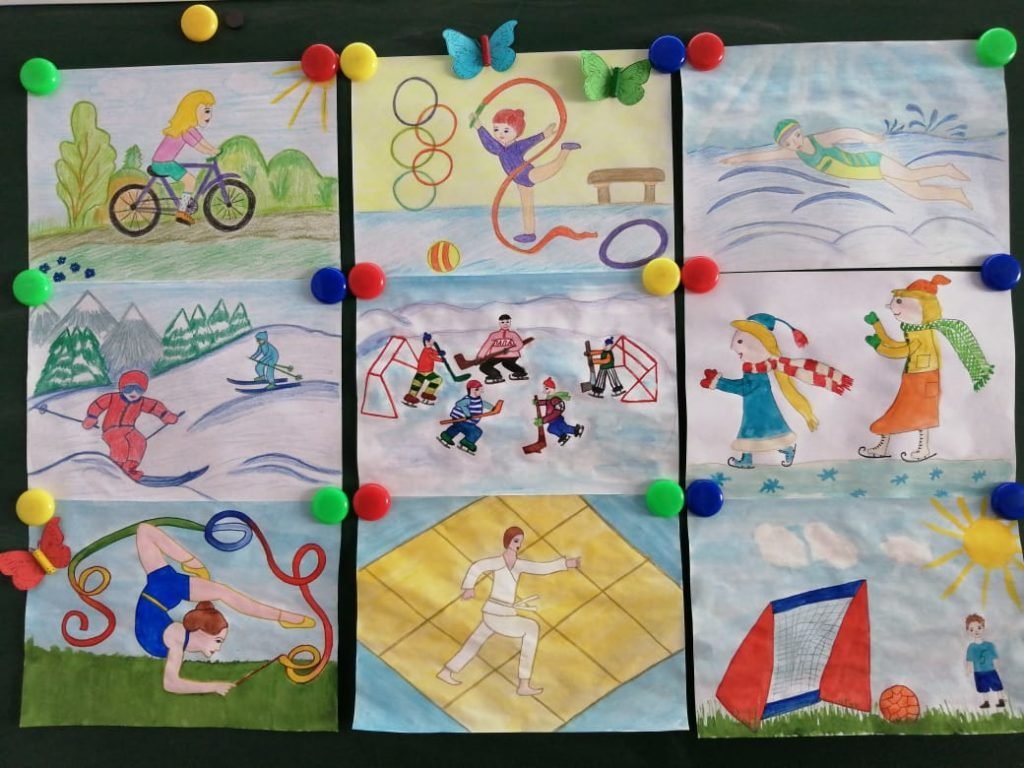Рисунок про спорт в детский сад легкий с ребенком фото