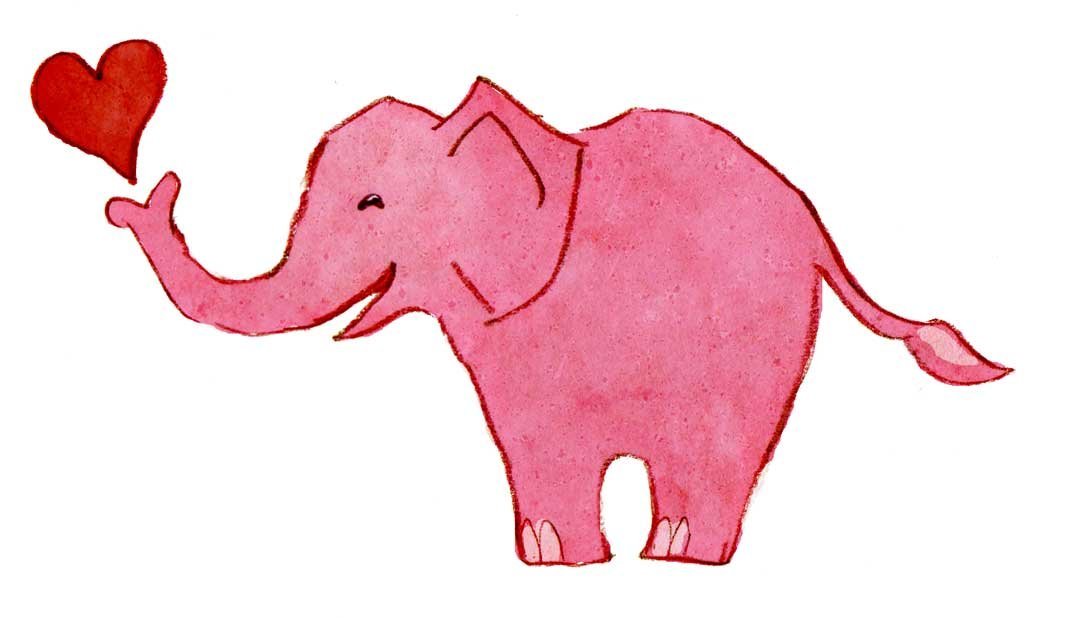 Рисунок розовый слон детский фото