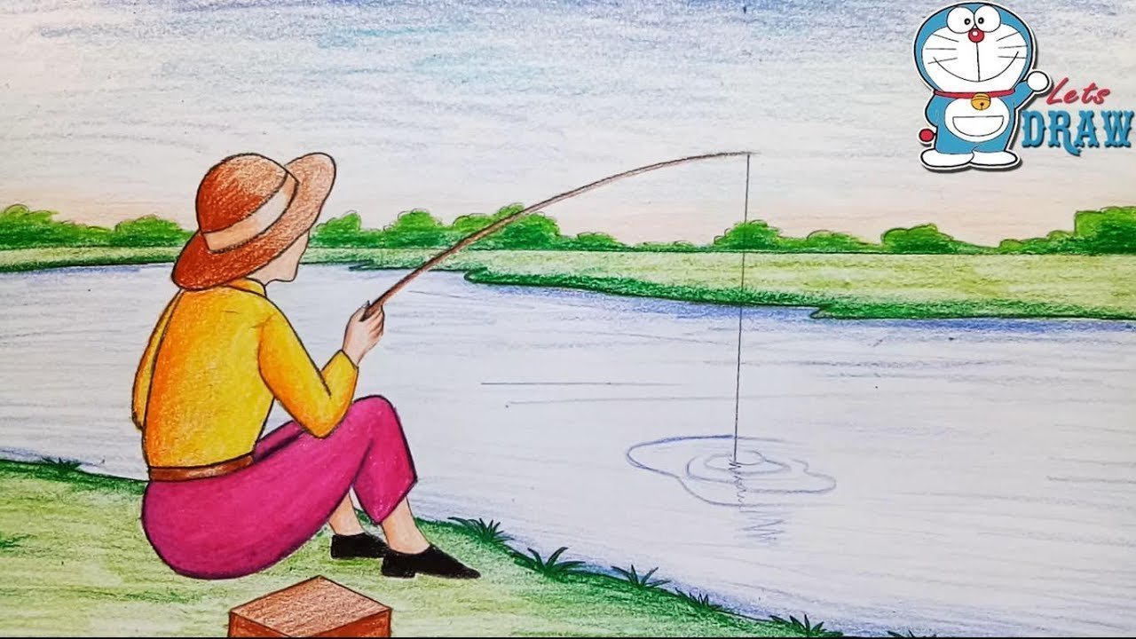 Рисунок рыбака поэтапно фото