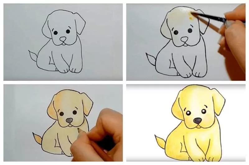 Рисунок собачки для детей карандашом поэтапно легко для начинающих фото