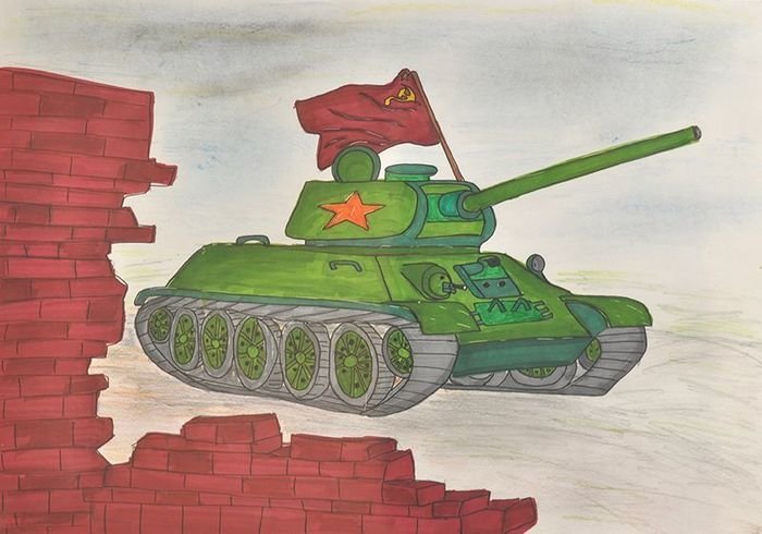 Рисунок т34 детский танк фото