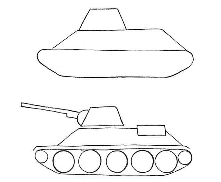 Рисунок танка поэтапно карандашом простой фото