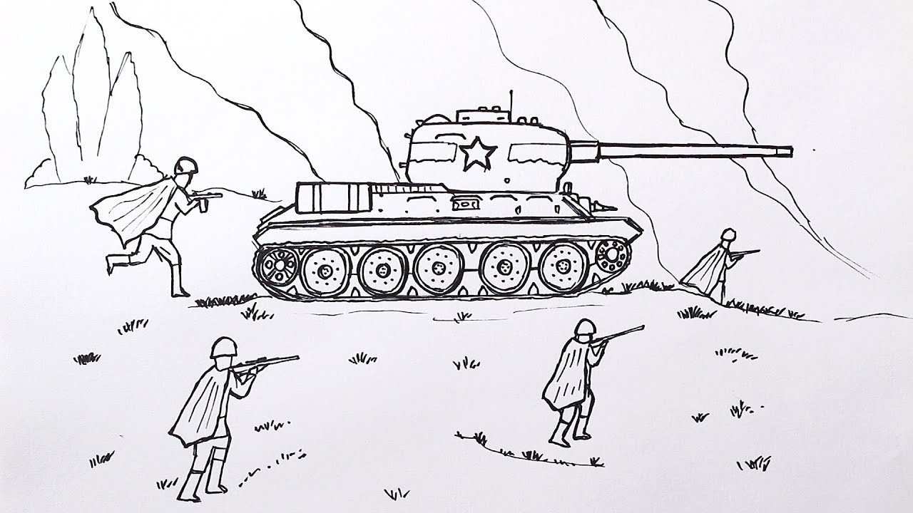 Рисунок танкиста поэтапно фото