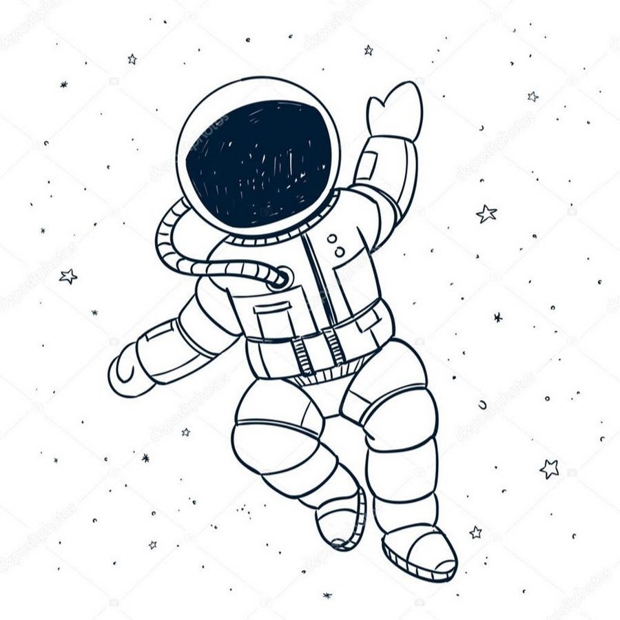 Рисунок трафарет космонавт фото